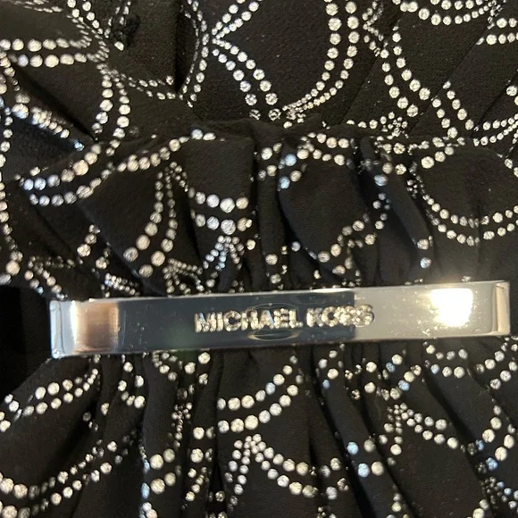 Michael Kors Black Metallic Silver Memaid Print Halter Under Knee Dress - Picture 5 of 8